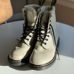 White Leather Dr.Martens 1460 COMBAT BOOT